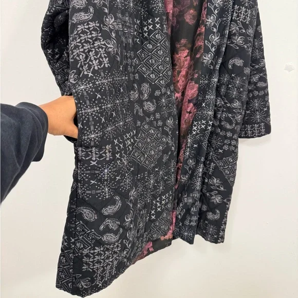 Johnny Was Workshop Ruth Quilted Kimono Jacket Coat Black XL - Picture 10 of 16